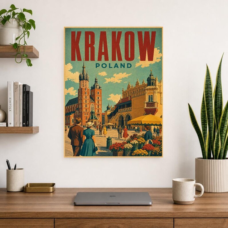 Krakow Travel Poster | Vintage Old Square Print | Poland Wall Art | Printed & Shipped image 8