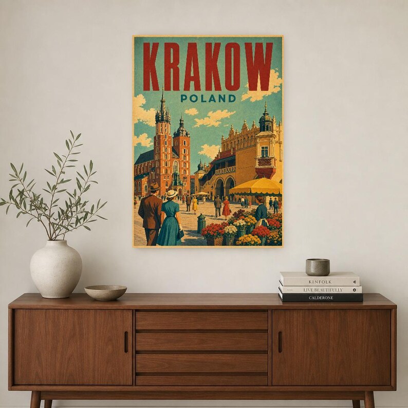 Krakow Travel Poster | Vintage Old Square Print | Poland Wall Art | Printed & Shipped image 2