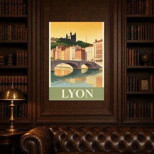 Lyon Vintage Travel Poster | Retro France City Art Print | Housewarming Gift Wall Decor image 4