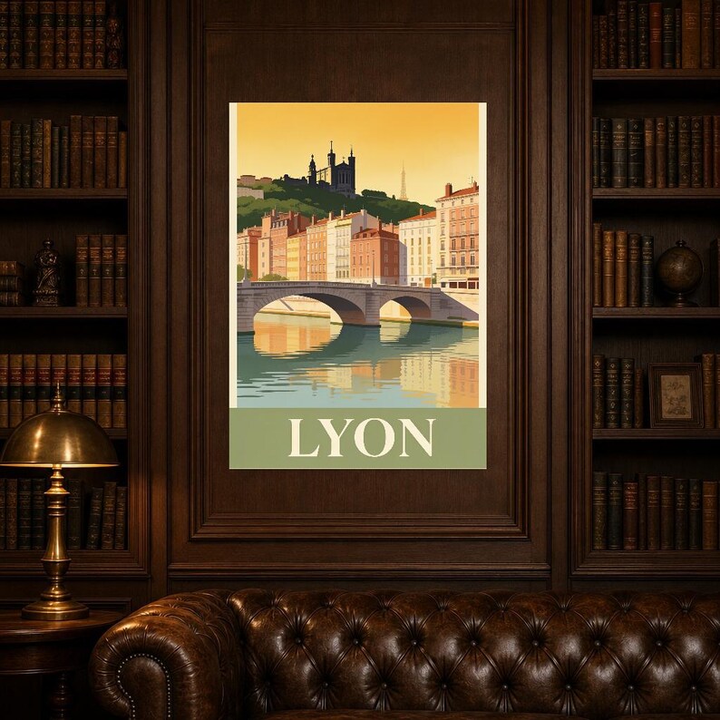 Lyon Vintage Travel Poster | Retro France City Art Print | Housewarming Gift Wall Decor image 4