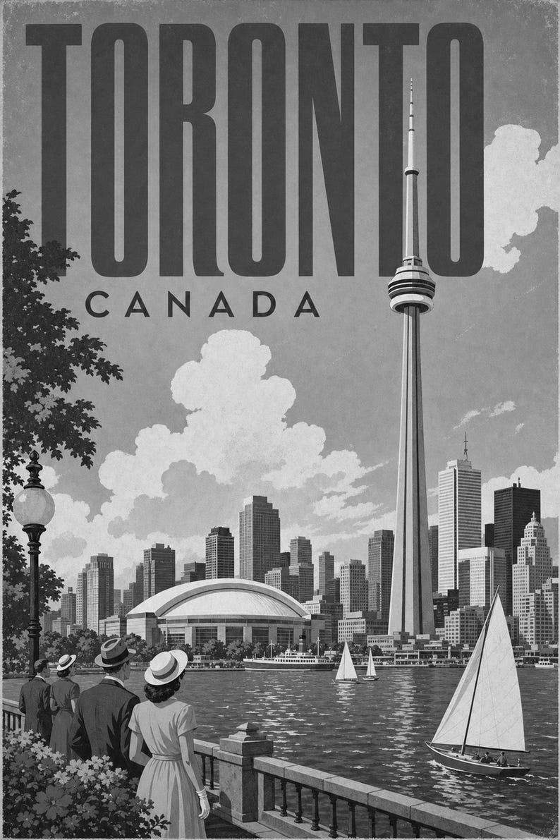 Toronto-Reiseposter | Vintage-Druck des CN Tower | Wandbild für Kanada | Gedruckt & Versand Bild 10