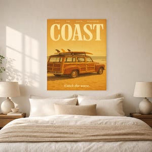 Cartel retro de la costa | Impresión de arte de pared vintage de los años 70 | Impresión de revista estética ? Regalo de decoración retro de imagen 6