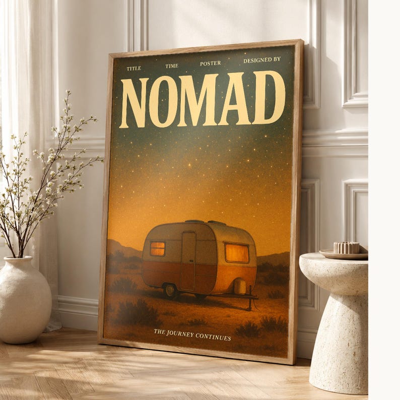 Nomad Retro Poster | Vintage 70s Wall Art Print | Aesthetic Magazine Print | Mid Century Retro Decor Gift image 1