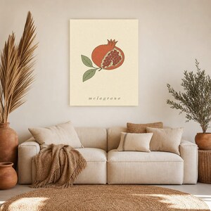 Pomegranate Botanical Wall Art Print | Minimalist Line Art Print | Melagrana Italian Kitchen Poster | Mediterranean Fruit Decor image 7