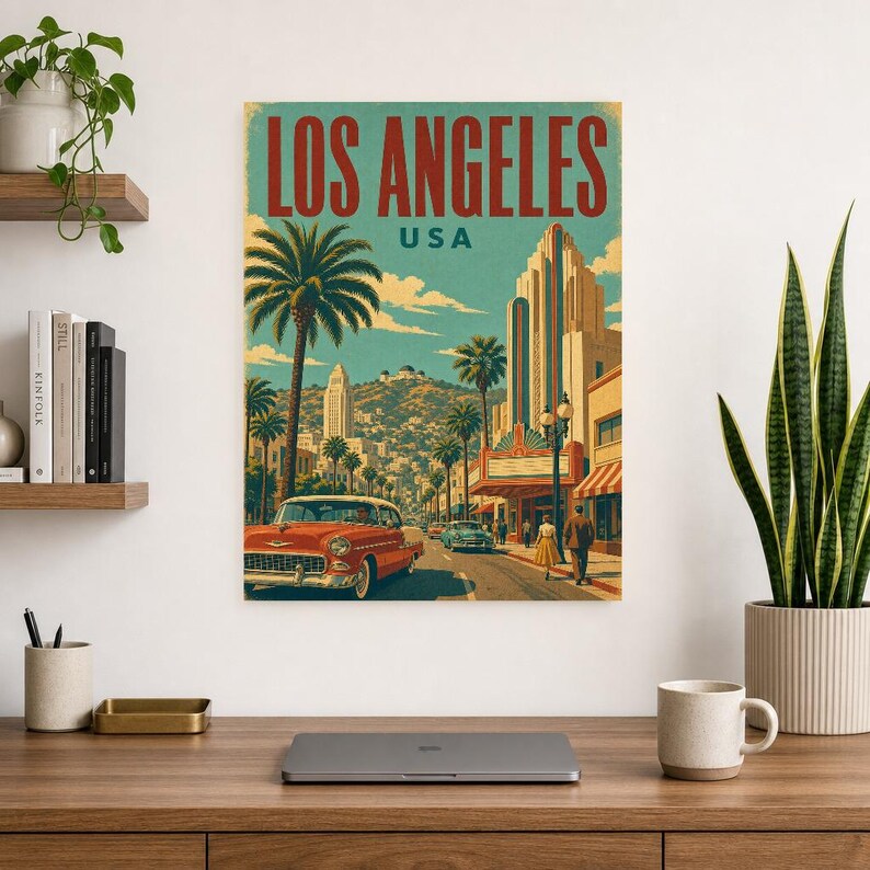 Los Angeles Travel Poster | Vintage Palms Print | USA Wall Art | Printed & Shipped image 8