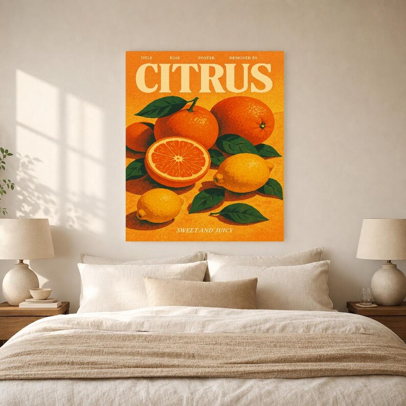 Citrus Retro Poster | Vintage 70s Wall Art Print | Aesthetic Magazine Print | Mid Century Retro Decor Gift image 9