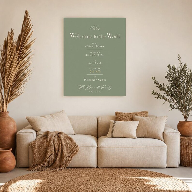 Welcome to the World Baby Wall Art Print | Personalized Birth Stats Print | New Baby Nursery Poster | Custom Birth Announcement Gift image 7