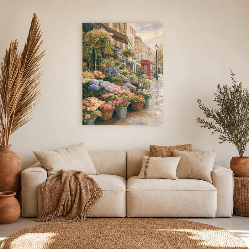 London Flower Market Poster | Soft Painting England Wall Art | Floral Travel Print | Printed & Shipped image 7