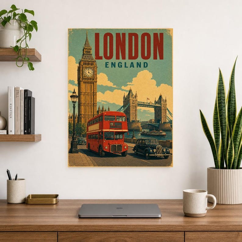 London Travel Poster | Vintage Big Ben Print | England Wall Art | Printed & Shipped image 8