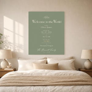 Welcome to the World Baby Wall Art Print | Personalized Birth Stats Print | New Baby Nursery Poster | Custom Birth Announcement Gift image 6