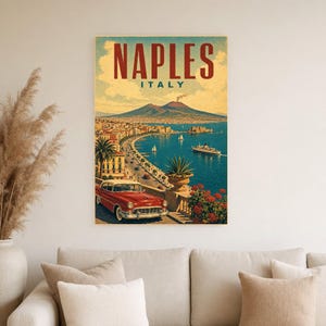 Naples Travel Poster | Vintage Vesuvius Print | Italian Wall Art | Printed & Shipped image 4