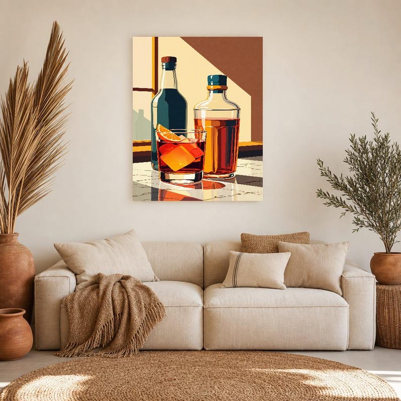 Negroni Cocktail Wall Art | Retro Bar Cart Poster | Vintage Aperitivo Kitchen Print image 6