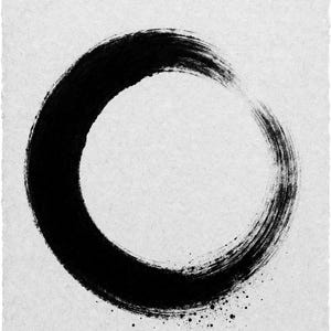 Zen Enso Circle Japandi Wall Art Print | Black Ink on Cream | Wabi Sabi Mono Brushstroke Print image 10