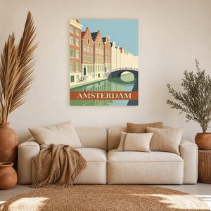 Amsterdam Vintage Travel Poster | Retro Netherlands City Art Print | Housewarming Gift Wall Decor image 11