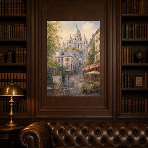 Póster de Montmartre, París | Pintura suave para pared, arte francés | Lámina de la calle adoquinada del Sacré-Cœur | Impreso y enviado imagen 5