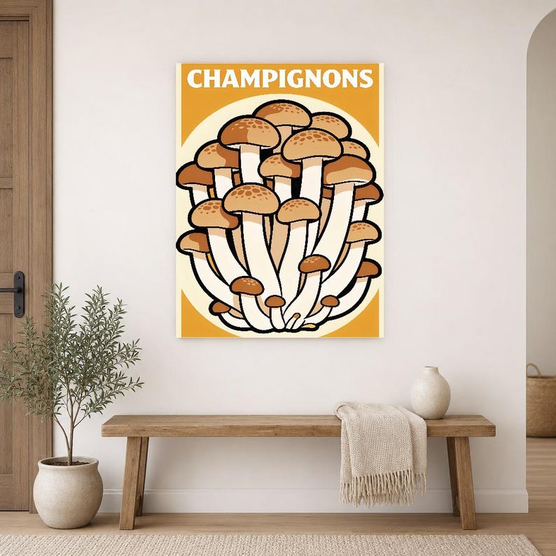 Mushroom Kitchen Wall Art Print | Retro Bistro Food Poster | Maximalist Cottagecore Kitchen Print | Dining Decor image 16