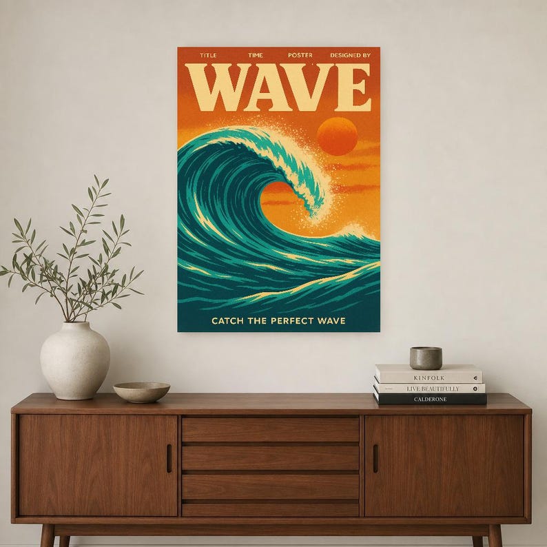 Wave Retro Poster | Vintage 70s Wall Art Print | Aesthetic Magazine Print | Mid Century Retro Decor Gift image 3