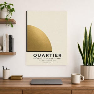 Quartier | Arte Mural Abstracto Dorado | Poster Galeria Moderna | Impresion Geometrica Minimalista imagen 8
