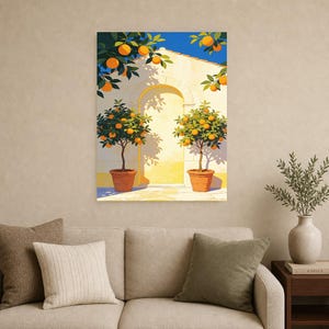 Mediterranean Orange Tree Kitchen Print | Dolce Vita Italian Wall Art Print | Dining Room Summer Decor image 15