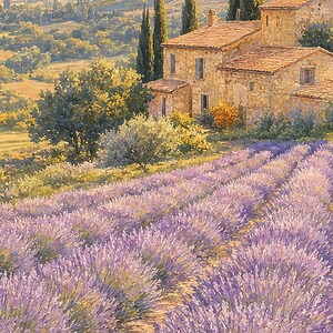 Provence Lavender Poster | Soft Painting France Wall Art | Lavender Fields Landscape Print | Printed & Shipped image 3