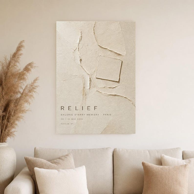Relief | Abstract Wall Art | Modern Gallery Poster | Beige Textured Minimalist Print | Printed & Shipped image 4