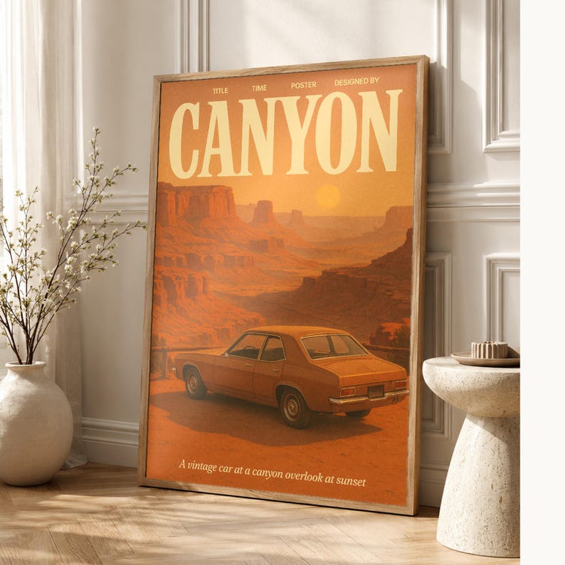 Canyon Retro Poster | Vintage 70s Wall Art Print | Aesthetic Magazine Print | Mid Century Retro Decor Gift image 1