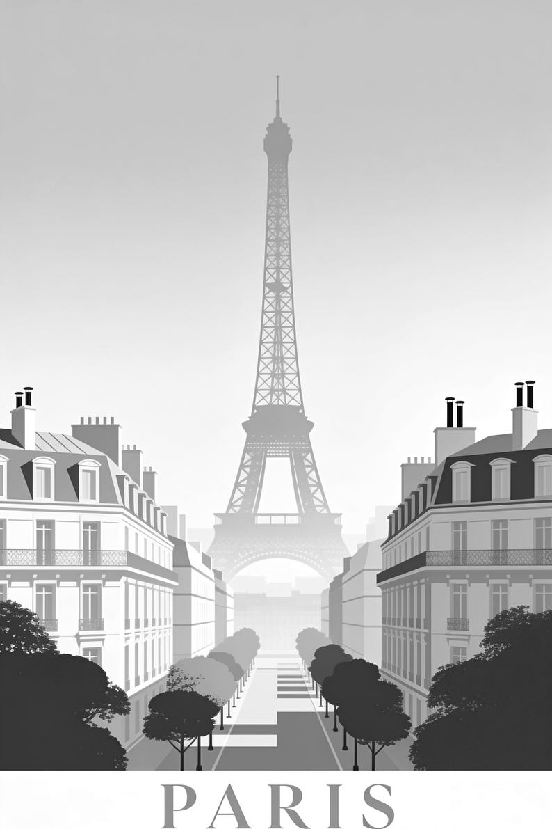 Póster de viaje vintage de París | Impresión de arte retro de la ciudad de Francia | Decoración de pared de regalo de inauguración de la cas imagen 17