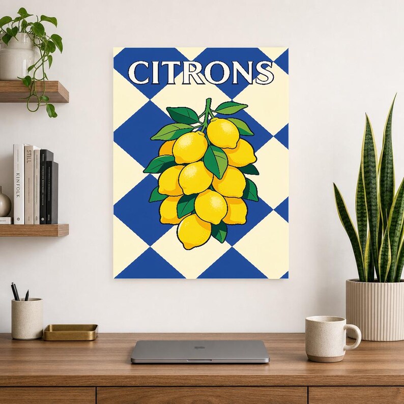 Lemon Kitchen Wall Art Print | Retro Bistro Citrus Poster | French Maximalist Kitchen Print | Dining Room Decor image 10