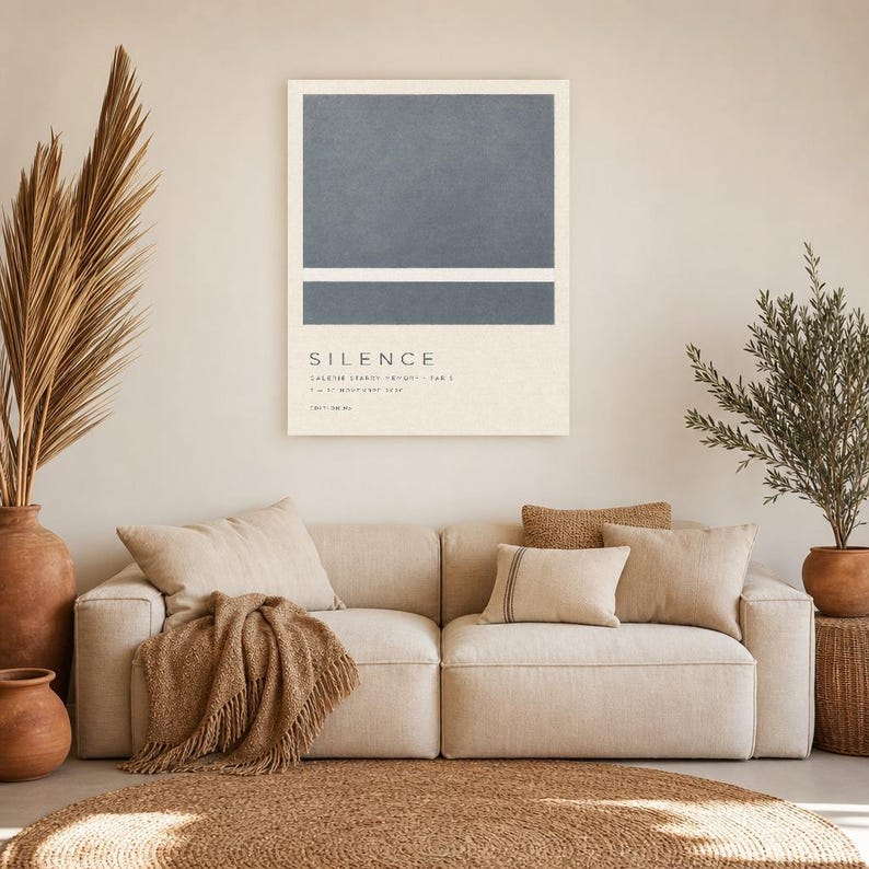 Cisza | Abstrakcyjna sztuka ścienna | Nowoczesny plakat galeryjny | Minimalistyczny wydruk | Wydruk i wysyłka zdjęcie 7