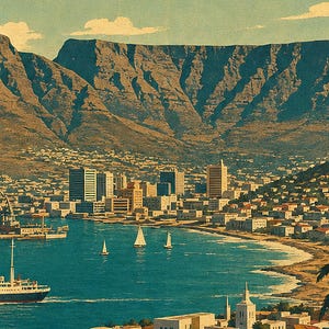 Kapstadt-Reiseposter | Vintage-Druck des Tafelbergs | Wandbild aus Südafrika | Gedruckt & Versand Bild 3