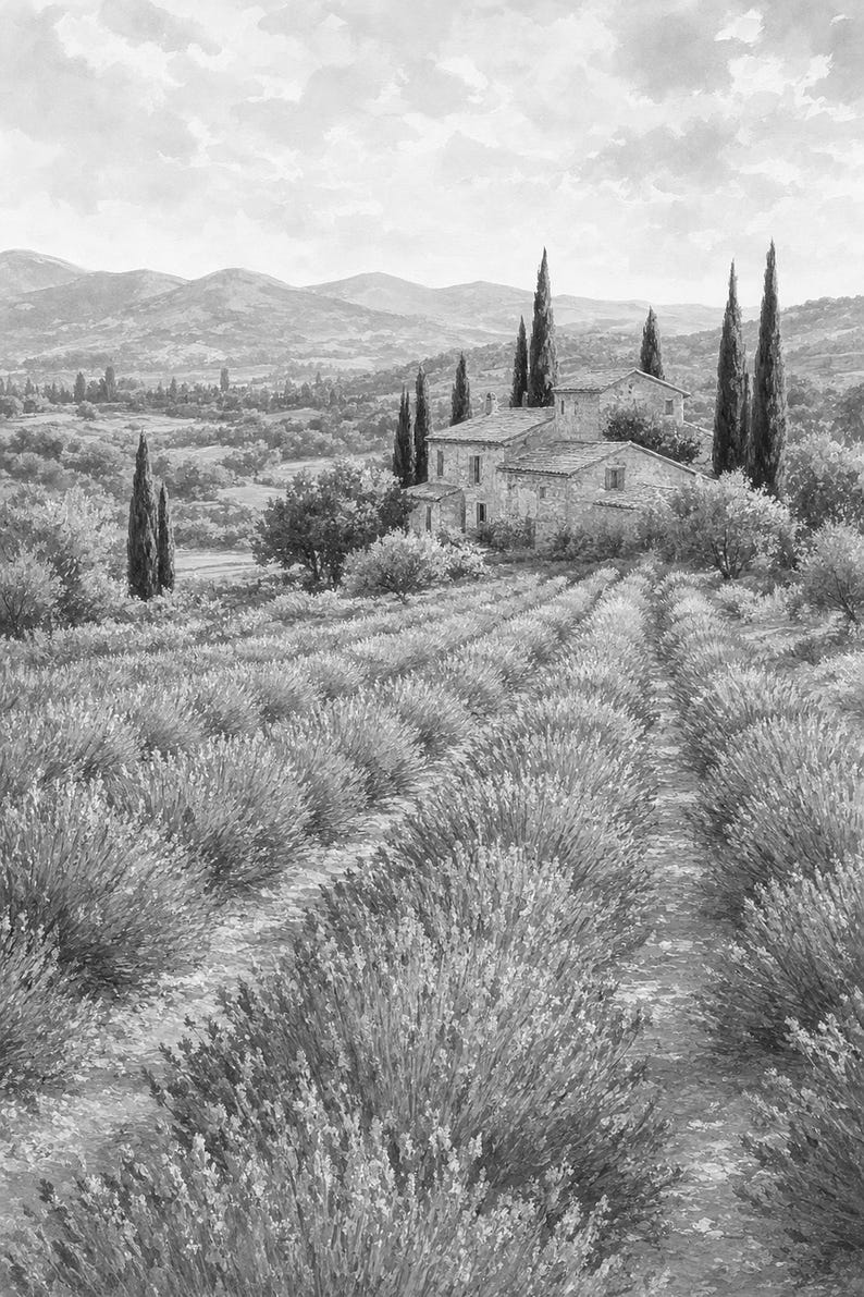 Provence Lavender Poster | Soft Painting France Wall Art | Lavender Fields Landscape Print | Printed & Shipped image 10