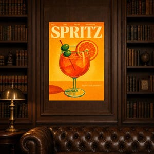 Spritz Retro Poster | Vintage 70er Jahre Wandkunstdruck | Ästhetischer Magazindruck | Mid-Century-Retro-Dekor-Geschenk Bild 7