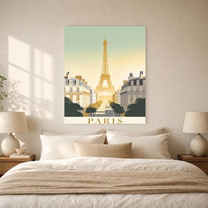 Póster de viaje vintage de París | Impresión de arte retro de la ciudad de Francia | Decoración de pared de regalo de inauguración de la cas imagen 6