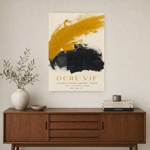 Leuchtendes Ocker | Abstrakte Wandkunst | Modernes Galerieposter | Minimalistischer Druck in Senfgelb und Schwarz | Gedruckt & Versand Bild 2