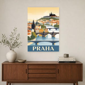 Póster de viaje vintage de Praga | Impresión de arte retro de la ciudad checa ? Decoración de pared de regalo de inauguración de la casa imagen 3