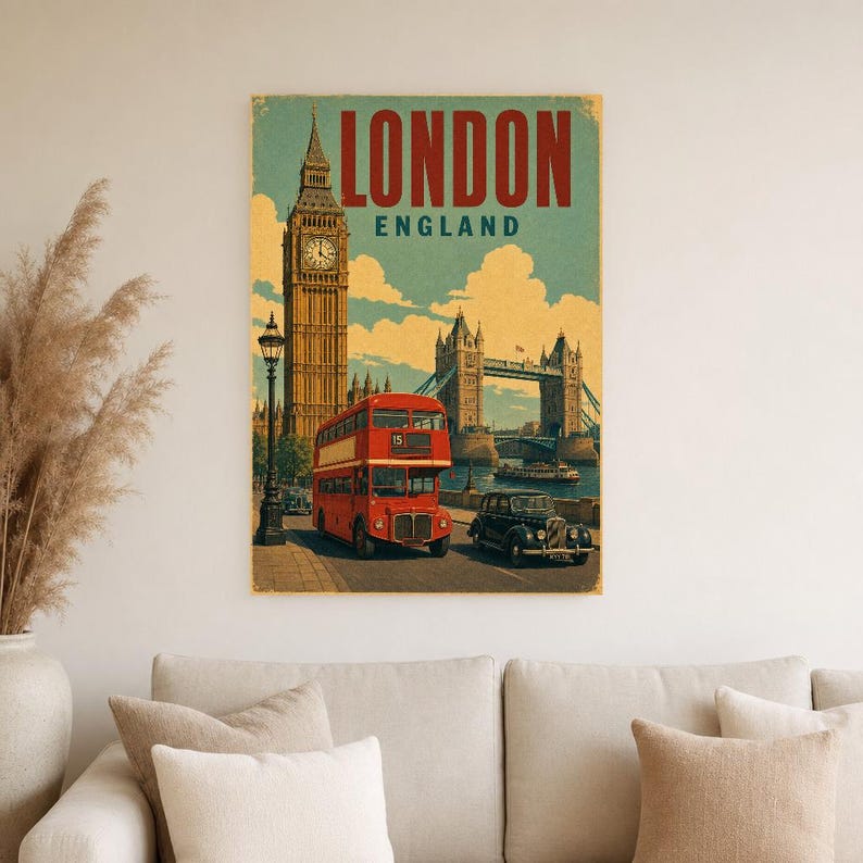 London Travel Poster | Vintage Big Ben Print | England Wall Art | Printed & Shipped image 4