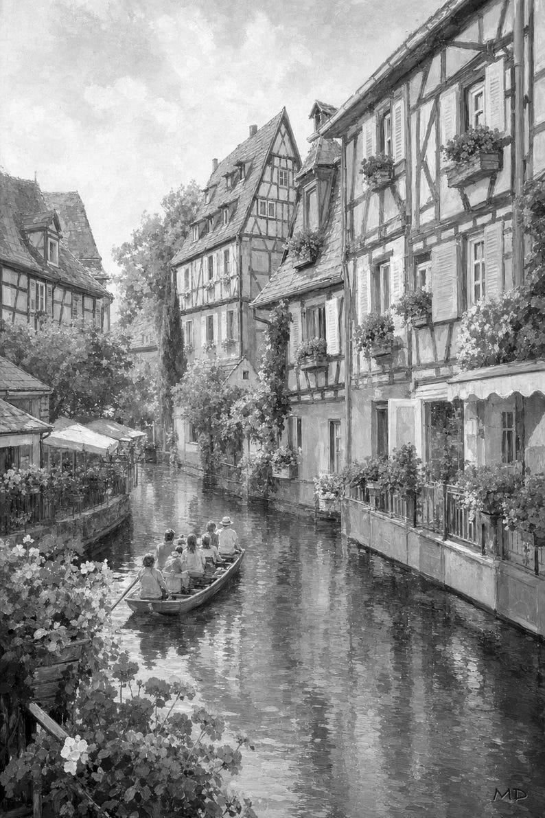 Colmar Travel Poster | Soft Painting France Wall Art | Alsace Little Venice Canal Print | Printed & Shipped image 10