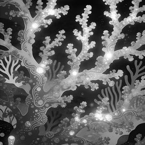 Bioluminescent Coral Reef Poster | Deep Sea Ocean Bathroom Wall Art Print | Dark Coastal Night Print image 17