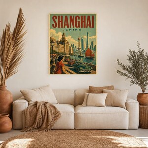 Shanghai Travel Poster | Vintage The Bund Print | China Wall Art | Printed & Shipped image 7