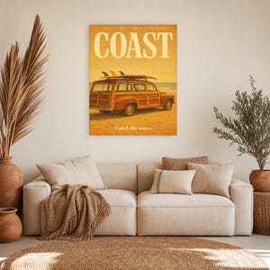 Cartel retro de la costa | Impresión de arte de pared vintage de los años 70 | Impresión de revista estética ? Regalo de decoración retro de imagen 8