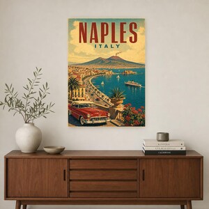 Naples Travel Poster | Vintage Vesuvius Print | Italian Wall Art | Printed & Shipped image 2