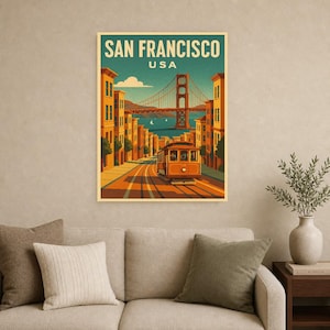 San Francisco Travel Poster | Vintage 1950s Golden Gate Print | Retro California Wall Art Print | Mid Century City Decor image 9