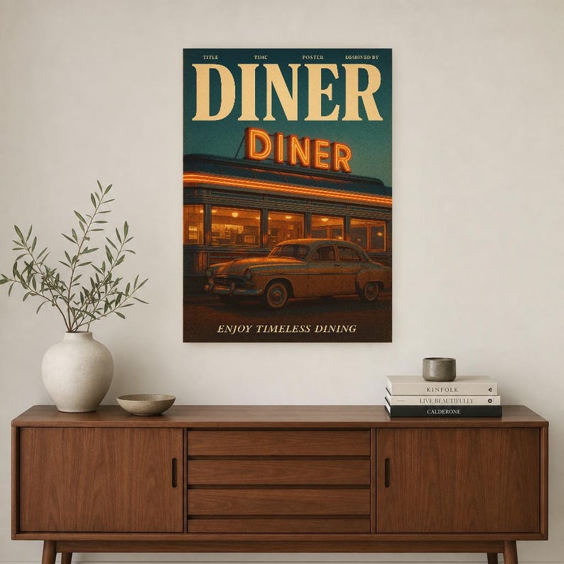 Retro Diner Poster | Vintage 70s Wall Art Print | Aesthetic Magazine Print | Mid Century Retro Decor Gift image 3