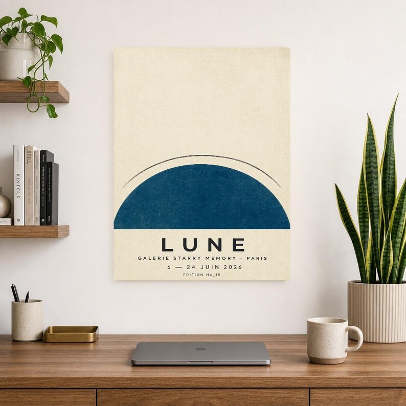Moon | Abstract Wall Art | Modern Gallery Poster | Minimalist Print | Printed & Shipped image 8