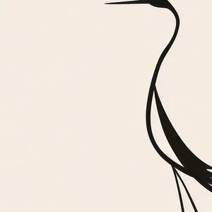 Cream Japandi Crane Wall Art | Zen Line Art Silhouette Poster | Minimalist Nature Gallery Print image 3
