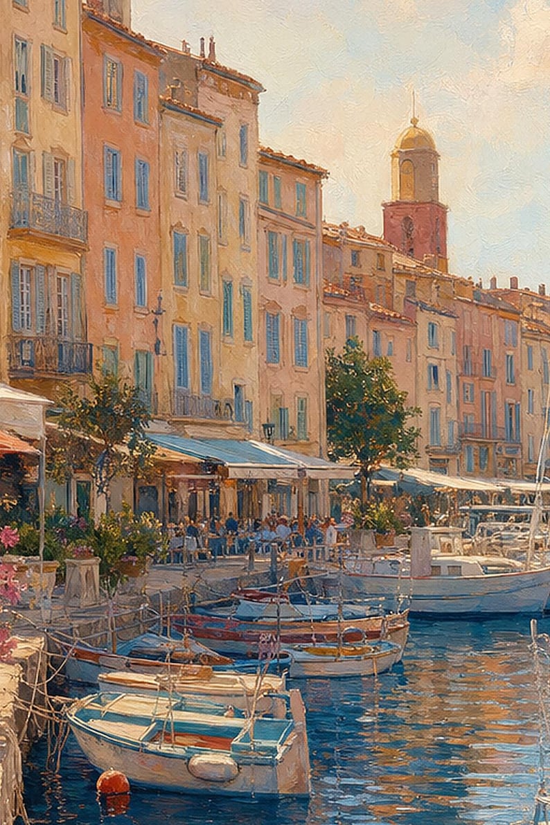 Saint-Tropez-Reiseposter | Kunstdruck der französischen Riviera | Wandbild mit Küstenmotiven aus Frankreich | Gedruckt & Versand Bild 3