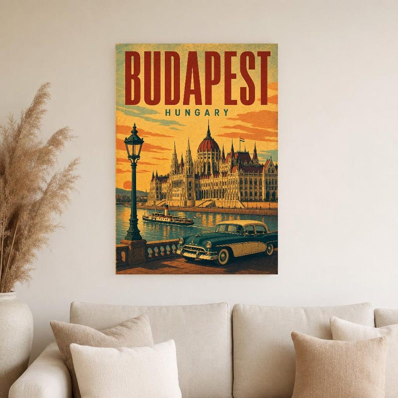 Budapest Travel Poster | Vintage Parliament Print | Hungary Wall Art | Printed & Shipped image 4