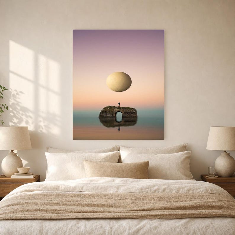 Surreal Dreamscape Wall Art Print | Floating Landscape Poster | Otherworldly Pastel Escapism Print image 5