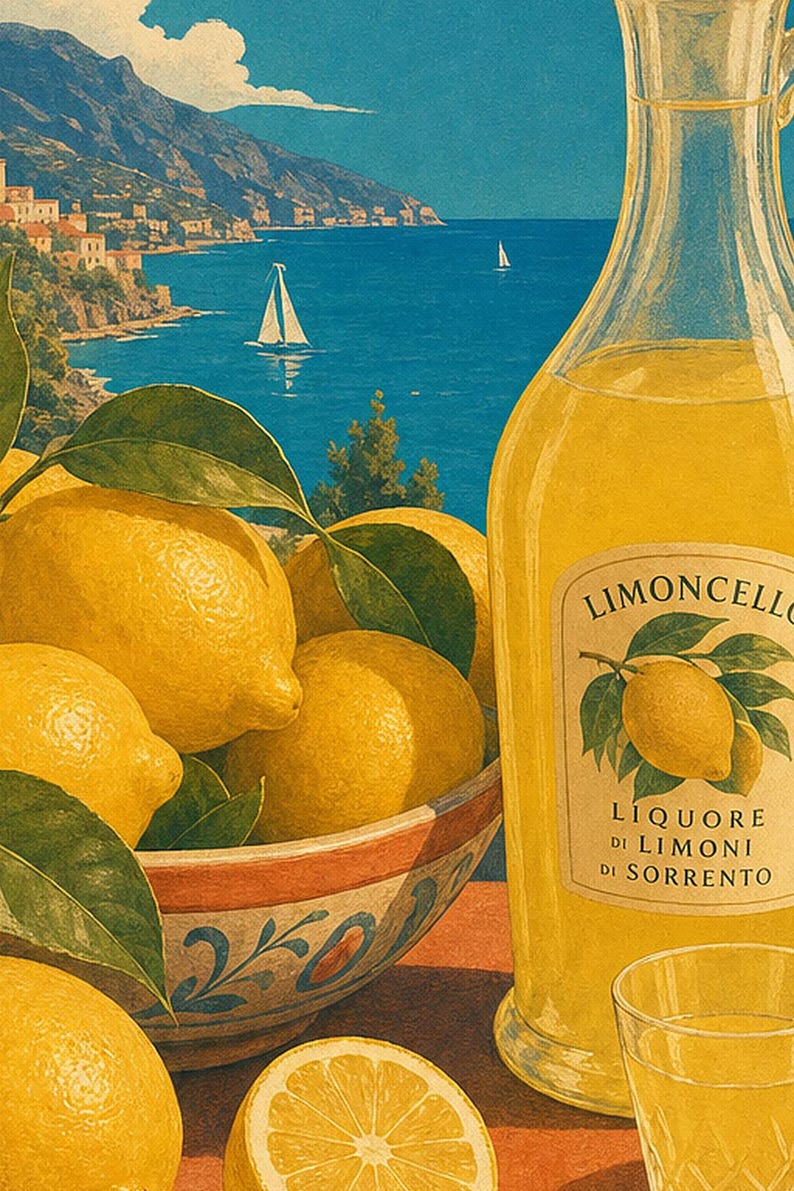 Italian Lemons Wall Art Print | Limoncello Kitchen Print | Amalfi Lemon Poster | Vintage Dolce Vita Decor | Mediterranean Citrus Art image 3
