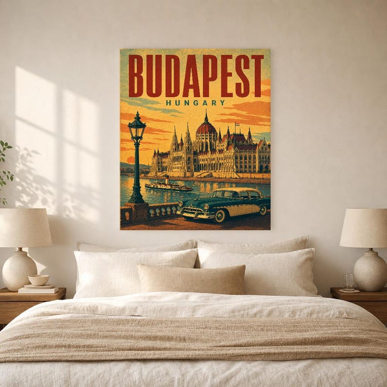 Budapest Travel Poster | Vintage Parliament Print | Hungary Wall Art | Printed & Shipped image 6